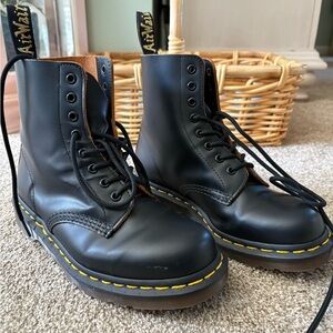 Black Leather Lace-Up Boots
